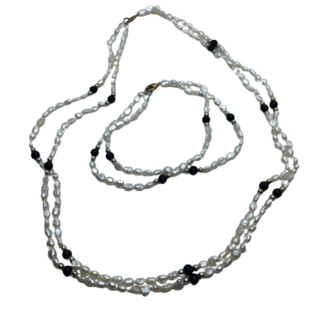 Elegant Cultured Pearl Double Strand 18" Necklace & Matching 7" Bracelet Set